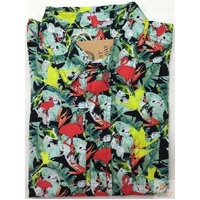 Mens Oahu Hawaiian Party Shirt Button Hippie Tops Short Sleeve Beach Holiday - Water Colour (0503) - XL