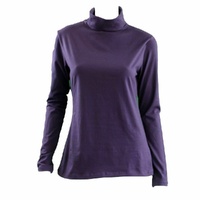 Ladies SKIVVY Womens Long Sleeve Plain Top Warm Turtleneck Cotton High Neck - Plum - X-Small