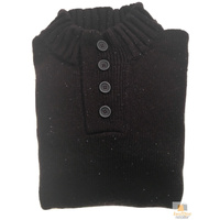 Mens Knit Jumper Pullover Sweater Knitted Casual Stretch Warm Winter  - 4 Button Mulberry 94 (KW16) - S