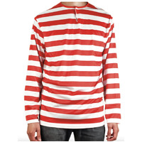 ADULTS Wheres Wally Book Week Red and White Striped Top Shirt Costume Party Dress Up  - Small