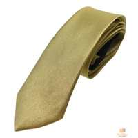 Mens SKINNY TIE Plain Wedding Slim Necktie Formal Casual Narrow Party - Gold