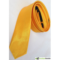 Mens SKINNY TIE Plain Wedding Slim Necktie Formal Casual Narrow Party - Yellow