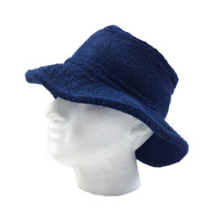 Terry Towelling BUCKET HAT Daggy Fishing Camping Lad Cap Retro  100% COTTON - Navy - Small