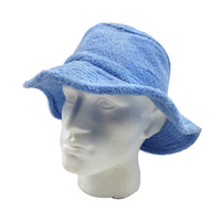 Terry Towelling BUCKET HAT Daggy Fishing Camping Lad Cap Retro  100% COTTON - Sky Blue - XXL