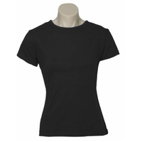 Womens Plain Ladies T SHIRT 100% COTTON Basic Tee Casual Top Size 6-24 T-Shirt - Black - 14