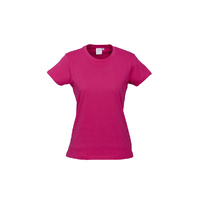Womens Plain Ladies T SHIRT 100% COTTON Basic Tee Casual Top Size 6-24 T-Shirt - Magenta Pink - 16