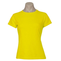 Womens Plain Ladies T SHIRT 100% COTTON Basic Tee Casual Top Size 6-24 T-Shirt - Yellow - 20