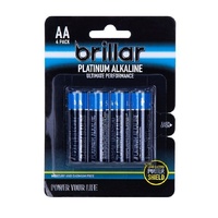 4 Pack LR6 AA Platinum Alkaline Batteries Long Lasting Power Home Office