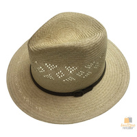 Natural STRAW PANAMA HAT FEDORA Summer Trilby Sun Summer Cap BR108 - 58cm
