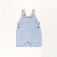 Ponchik Babies + Kids - Cotton Dungaree Overalls - Capri Blue - 3-6 months