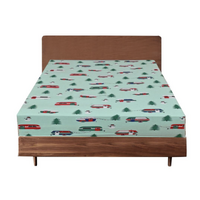Queen Luxury 100% Cotton Flannelette Fitted Bed Sheet Flannel -  Trees/Caravan