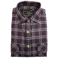 Mens Half Placket Flannelette Long Sleeve Pullover Shirt 100% Cotton Check Authentic Flannel  - Burgundy - M