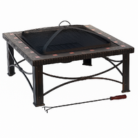 30&quot; Square Slate Tile Fire Pit Outdoor Patio Heater Fireplace