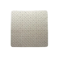 Square Anti Slip Loofah Shower Rug Non Slip Bathroom Bath Mat Water Drains Beige