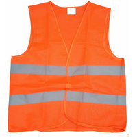 Hi Vis Safety VEST Reflective Tape Workwear Orange ONE SIZE Night &amp; Day Use