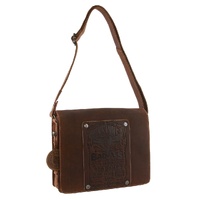 Jack&#39;s Inn Lady Killer Brown Crazy Horse Leather Shoulder Bag Western Vintage in Cognac