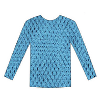LONG SLEEVE FISHNET TOP Blouse T Shirt Tee Costume Party See Through - Blue