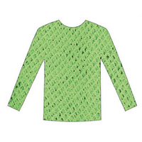 LONG SLEEVE FISHNET TOP Blouse T Shirt Tee Costume Party See Through - Fluro Green