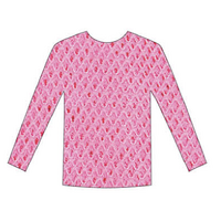 LONG SLEEVE FISHNET TOP Blouse T Shirt Tee Costume Party See Through - Light Pink