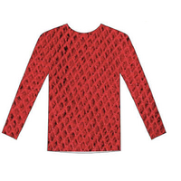 LONG SLEEVE FISHNET TOP Blouse T Shirt Tee Costume Party See Through - Red