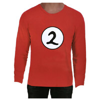 Dr. Seuss Adult Cat In The Hat Thing 2 Long Sleeve Red Top Costume Book Week - L