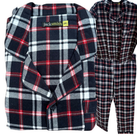 Mens Plus Size Flannelette Pyjamas 100% Cotton PJs Set Top Pants in Red Check - 3XL