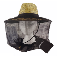Mosquito Hat Net Head Protector Bee Bug Mesh Insect Mozzie Fishing Fly - Black