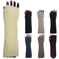 ARM WARMERS Knitted Long Fingerless Gloves Winter Mitten Cover Womens Party - Assorted
