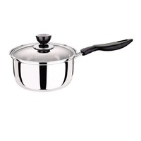 14cm Stainless Steel Milk Pot with Glass Lid Coffee Warmer w Handle