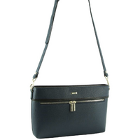 Morrissey Italian Structured Leather Cross Body Handbag (MO3028) Bag - Navy