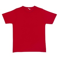 Plain T-Shirt 100% COTTON Basic Blank Tee Mens Ladies Casual BULK Adults - Red - L