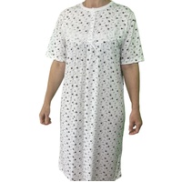 Womens Ladies Cotton Nightie Night Gown Slip Petticoat PJs Sleepwear Dress - White/Purple - 18