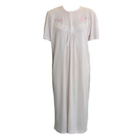 Womens Ladies Cotton Blend Nightie Night Gown Pajamas Pyjamas Sleepwear PJ - Pink - 16