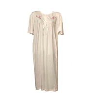 Womens Ladies Cotton Blend Nightie Night Gown Pajamas Pyjamas Sleepwear PJ - White - 22