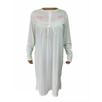 Womens Ladies Cotton Nightie Night Gown Pajamas Pyjamas Sleepwear PJ - White - 22