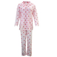 Womens PYJAMAS PJs Set Pajamas Ladies Cotton PJ Womens Long Sleeve Sleepwear - Pink - 22