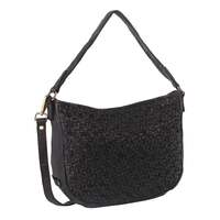 Pierre Cardin Woven Leather Ladies Cross-Body Bag - Black