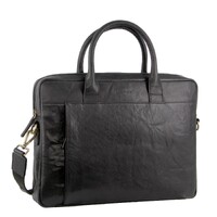 Pierre Cardin Leather Multi-Handle 15&quot; Laptop Computer Bag - Black
