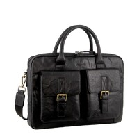 Pierre Cardin Leather Multi-Compartment Business 15&quot; Laptop Bag - Black