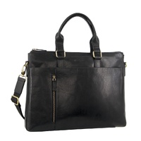 Pierre Cardin Leather 15&quot; Laptop Briefcase Business Bag - Black