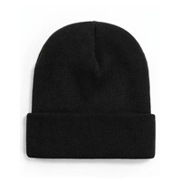 PLAIN BEANIE Unisex Mens Womens Winter Warm Hat Ski Cap Knit One Size - Black