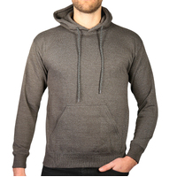Adult Mens 100% Cotton Fleece Hoodie Jumper Pullover Sweater Warm Sweatshirt - Charcoal Grey - L