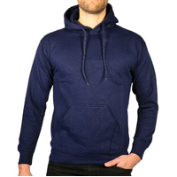 Adult Mens 100% Cotton Fleece Hoodie Jumper Pullover Sweater Warm Sweatshirt - Navy - L