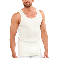 Mens THERMAL Merino Wool Blend Singlet Top Sleeveless Warm Underwear - Natural - Medium