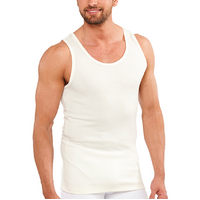 Mens THERMAL Merino Wool Blend Singlet Top Sleeveless Warm Underwear - Natural - Small