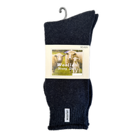 1 Pair Premium Mens Wool Heavy Duty Thick Work Socks Cushion Woolen - Navy - 11-14