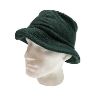 Stingy Brim Terry Towelling Bucket Hat Daggy Fishing Camping Lad Cap 100% COTTON - Bottle Green - S/M