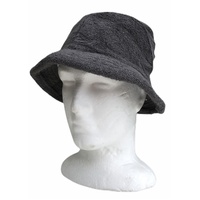 Stingy Brim Terry Towelling Bucket Hat Daggy Fishing Camping Lad Cap 100% COTTON - Charcoal - S/M