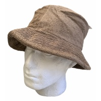 Stingy Brim Terry Towelling Bucket Hat Daggy Fishing Camping Lad Cap 100% COTTON - Khaki - S/M