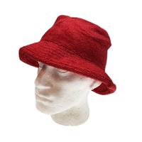 Stingy Brim Terry Towelling Bucket Hat Daggy Fishing Camping Lad Cap 100% COTTON - Red - XXL